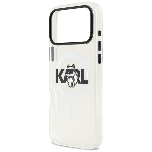MagSafe Hülle für Apple iPhone 17 Pro Max, Karl Lagerfeld, IML Sketch Logo Choupette, Transparent