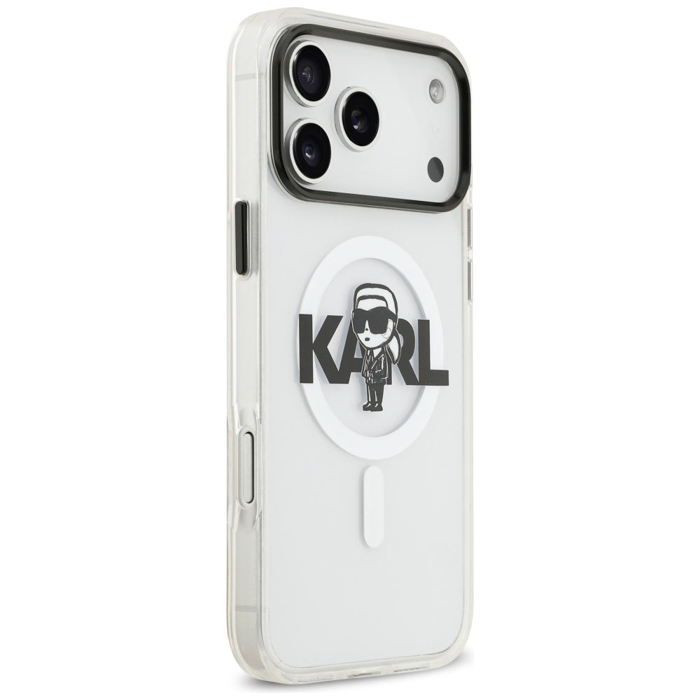 MagSafe Hülle für Apple iPhone 17 Pro Max, Karl Lagerfeld, IML Sketch Logo Karl, Transparent