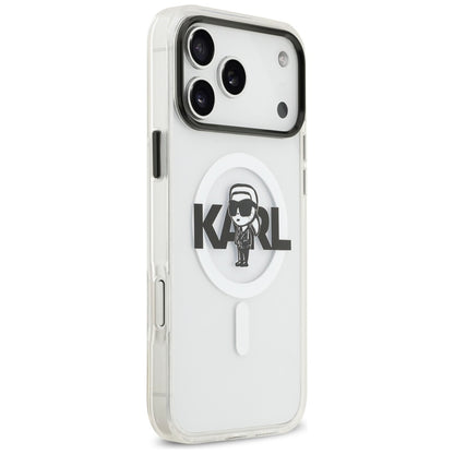 MagSafe Hülle für Apple iPhone 17 Pro Max, Karl Lagerfeld, IML Sketch Logo Karl, Transparent