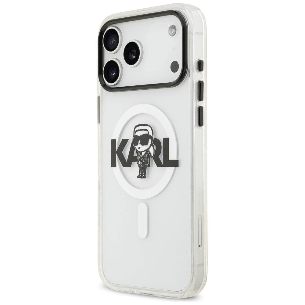 MagSafe Hülle für Apple iPhone 17 Pro Max, Karl Lagerfeld, IML Sketch Logo Karl, Transparent