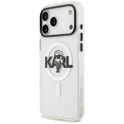 MagSafe Hülle für Apple iPhone 17 Pro Max, Karl Lagerfeld, IML Sketch Logo Karl, Transparent