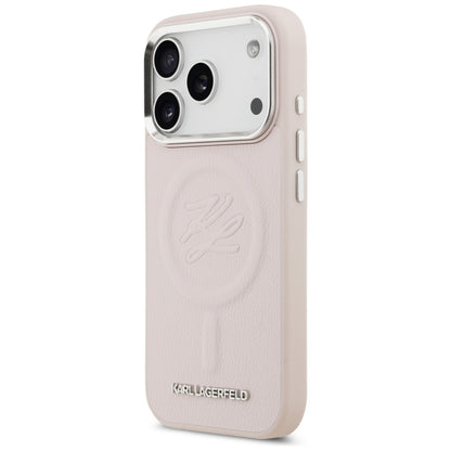 Coque MagSafe pour Apple iPhone 17 Pro Max, Karl Lagerfeld, Logo Initial & Métal, Rose