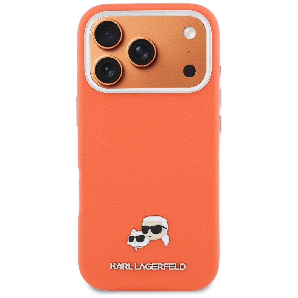 MagSafe Case for Apple iPhone 17 Pro Max, Karl Lagerfeld, Karl & Choupette Head's Pin, Orange