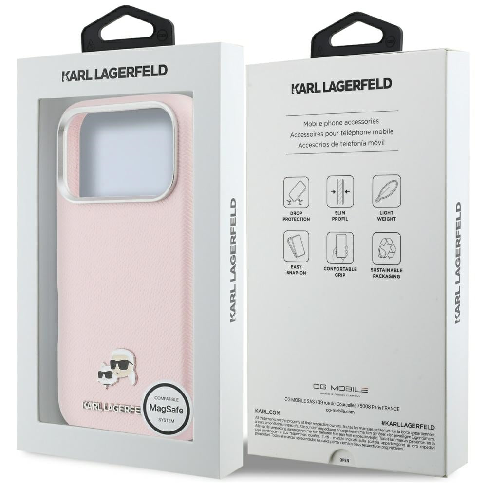MagSafe Hülle für Apple iPhone 17 Pro Max, Karl Lagerfeld, Karl & Choupette Head's Pin, Rosa