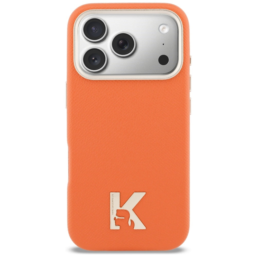 Coque MagSafe pour Apple iPhone 17 Pro Max, Karl Lagerfeld, Logo Karl Head, Orange