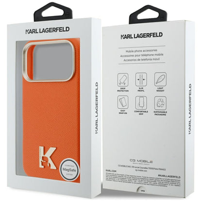 Coque MagSafe pour Apple iPhone 17 Pro Max, Karl Lagerfeld, Logo Karl Head, Orange
