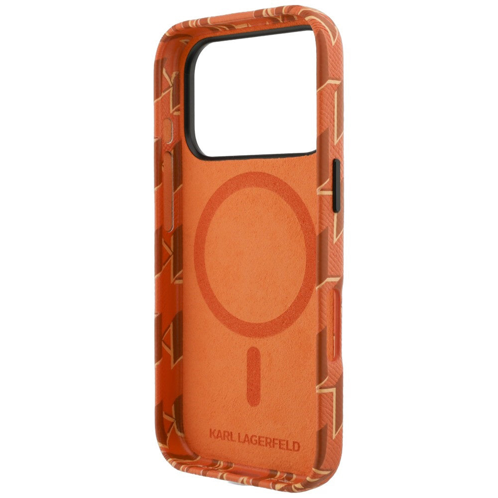 Coque MagSafe pour Apple iPhone 17 Pro Max, Karl Lagerfeld, Logo Monogramme KL, Orange