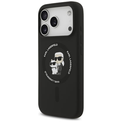 Étui MagSafe pour Apple iPhone 17 Pro Max, Karl Lagerfeld, Ring Karl & Choupette, Noir
