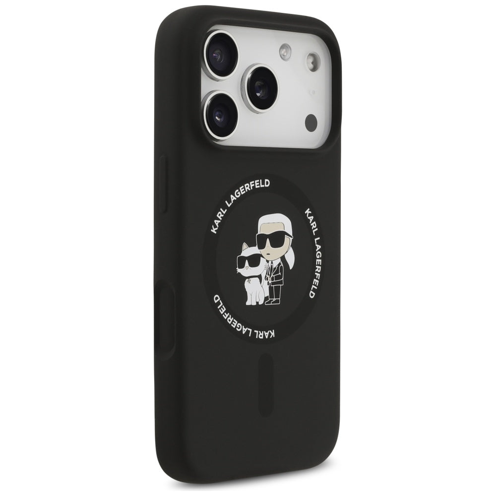 Étui MagSafe pour Apple iPhone 17 Pro Max, Karl Lagerfeld, Ring Karl & Choupette, Noir