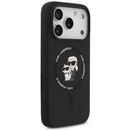 Étui MagSafe pour Apple iPhone 17 Pro Max, Karl Lagerfeld, Ring Karl & Choupette, Noir