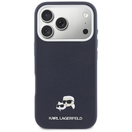 MagSafe Case for Apple iPhone 17 Pro Max, Karl Lagerfeld, Saffiano Karl & Choupette Pins, Blue