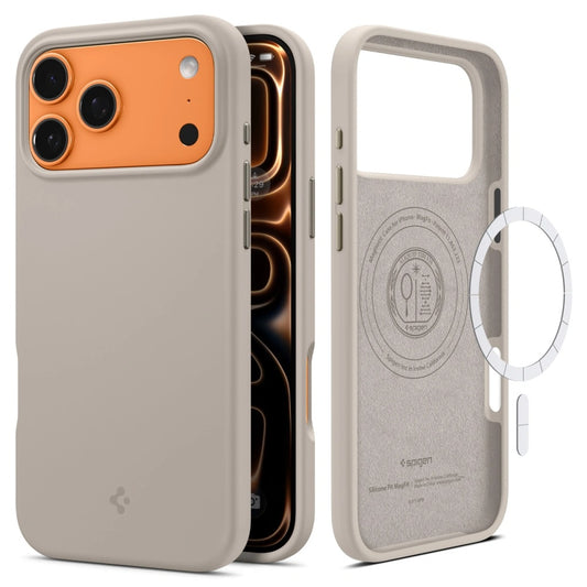 MagSafe Hülle für Apple iPhone 17 Pro Max, Spigen, Silicone Fit, Creme