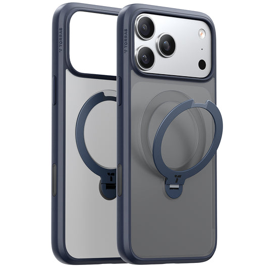 Coque MagSafe pour Apple iPhone 17 Pro Max, Torras, Ostand Spin, Bleue