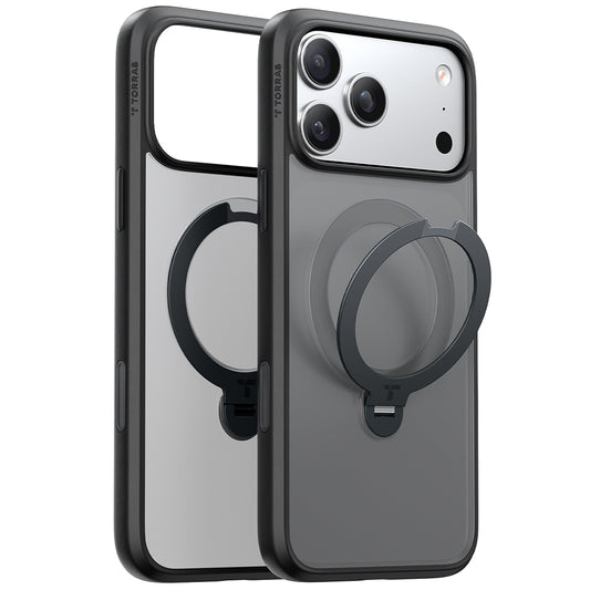 Coque MagSafe pour Apple iPhone 17 Pro Max, Torras, Ostand Spin, Noire
