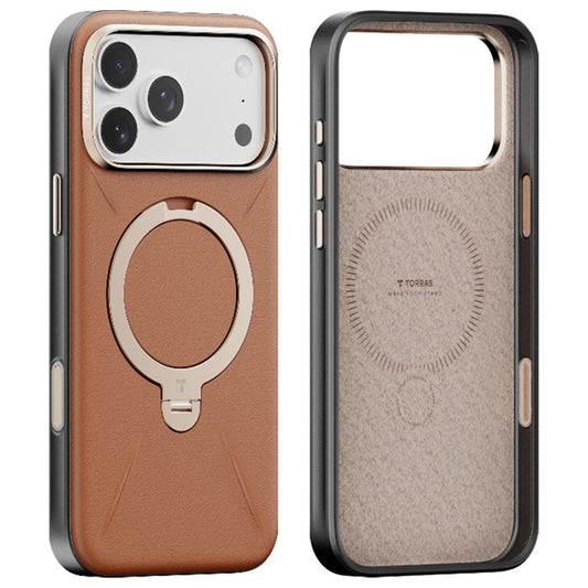 Étui MagSafe pour Apple iPhone 17 Pro Max, Torras, QPRO Leather, Marron
