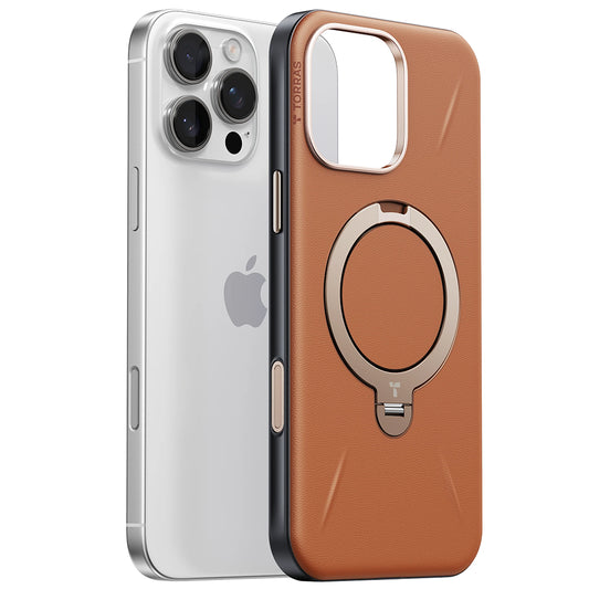 Étui MagSafe pour Apple iPhone 17 Pro Max, Torras, QPRO Leather, Marron
