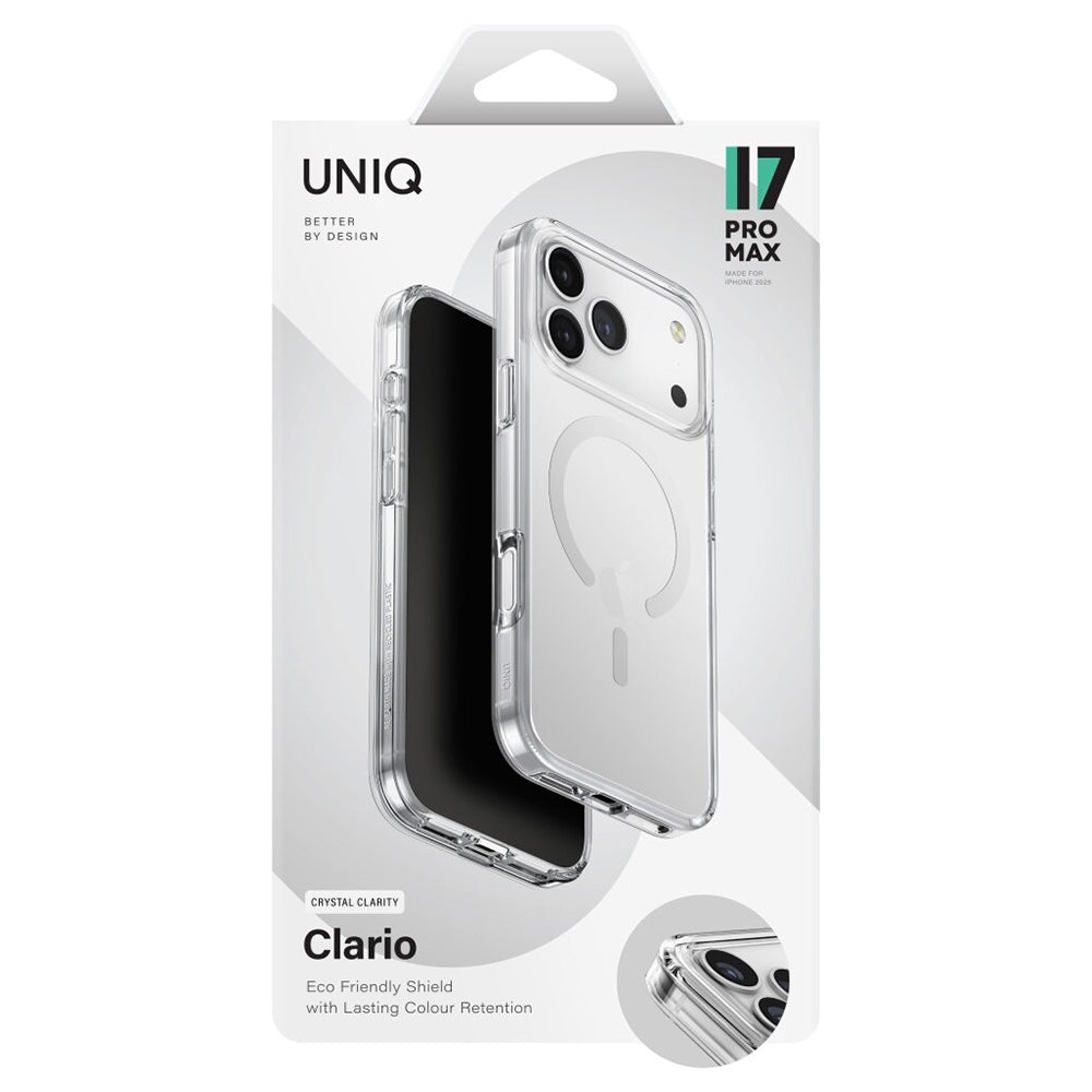 Coque MagSafe pour Apple iPhone 17 Pro Max, UNIQ, Clario MagClick, Transparente