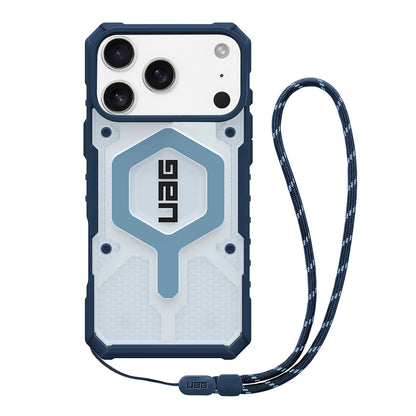 MagSafe Hülle für Apple iPhone 17 Pro Max, Urban Armor Gear, Pathfinder Clear mit Lanyard, Blau