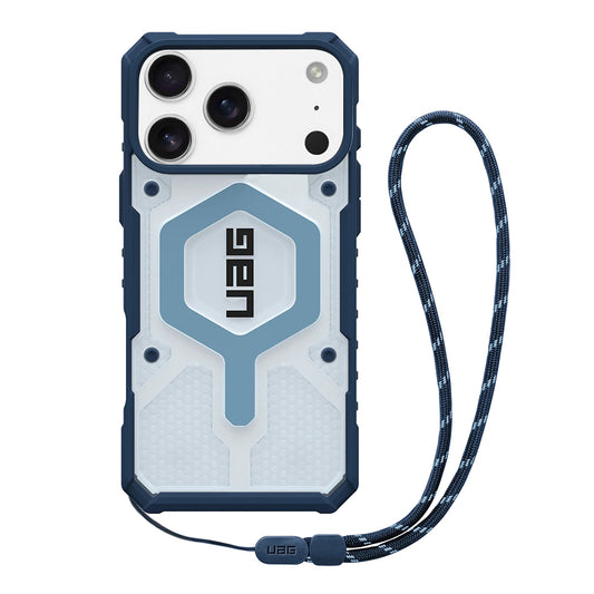MagSafe Hülle für Apple iPhone 17 Pro Max, Urban Armor Gear, Pathfinder Clear mit Lanyard, Blau