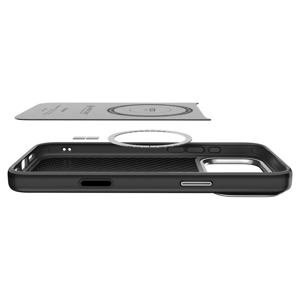 Coque MagSafe pour Apple iPhone 17 Pro, Spigen, Enzo Aramid T, Noire Argentée