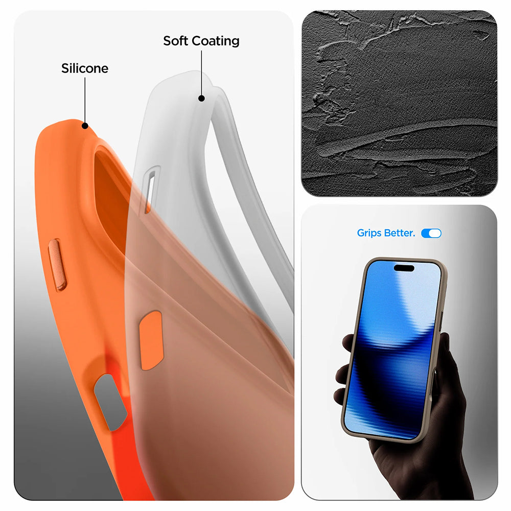 Coque MagSafe pour Apple iPhone 17 Pro, Spigen, Silicone Fit, Orange ACS11379
