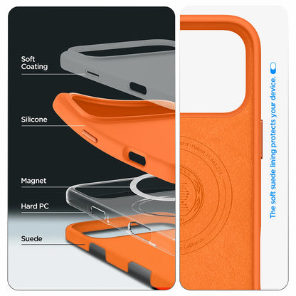 Coque MagSafe pour Apple iPhone 17 Pro, Spigen, Silicone Fit, Orange ACS11379