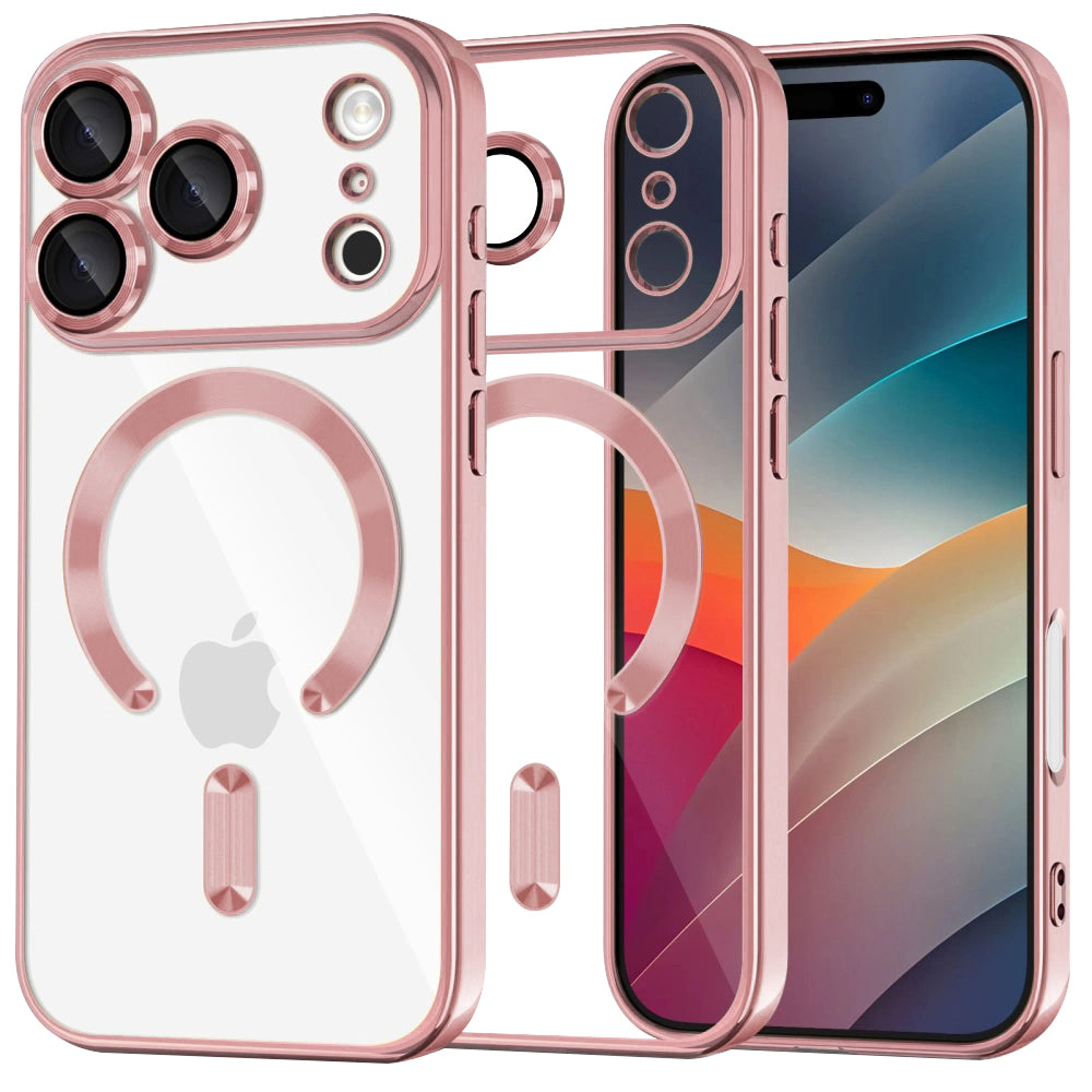 MagSafe Hülle für Apple iPhone 17 Pro, Techsuit, Luxury Crystal, Rosa