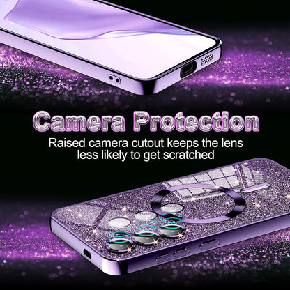 Coque MagSafe pour Apple iPhone 17 Pro, Techsuit, Luxury Glitter, Argentée