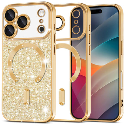 Coque MagSafe pour Apple iPhone 17 Pro, Techsuit, Luxury Glitter, Dorée