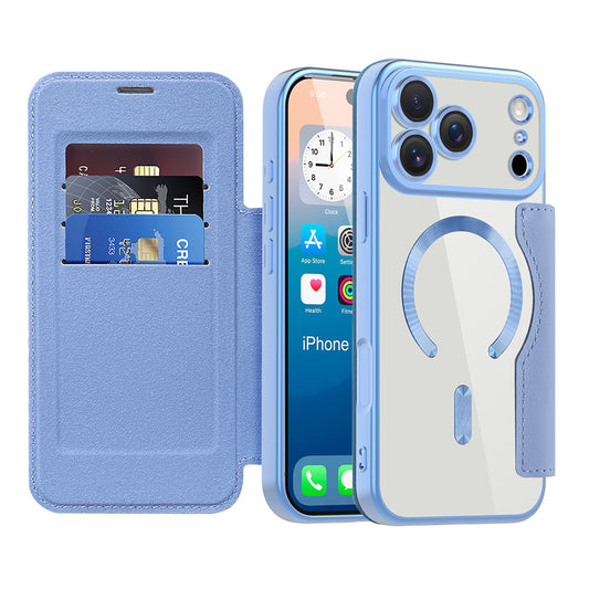 Housse MagSafe pour Apple iPhone 17 Pro, Techsuit, SmartMag Book, Bleu