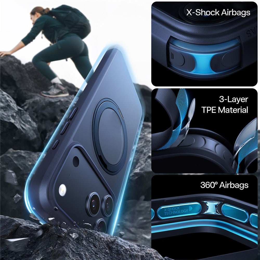 Coque MagSafe pour Apple iPhone 17 Pro, Torras, Ostand Pro, Bleue