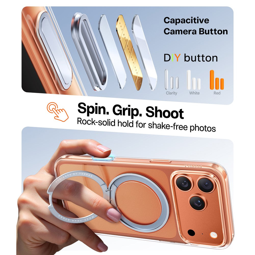 Coque MagSafe pour Apple iPhone 17 Pro, Torras, Ostand Pro, Transparente