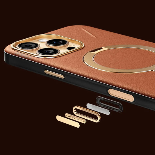 MagSafe Hülle für Apple iPhone 17 Pro, Torras, QPRO Leather, Braun