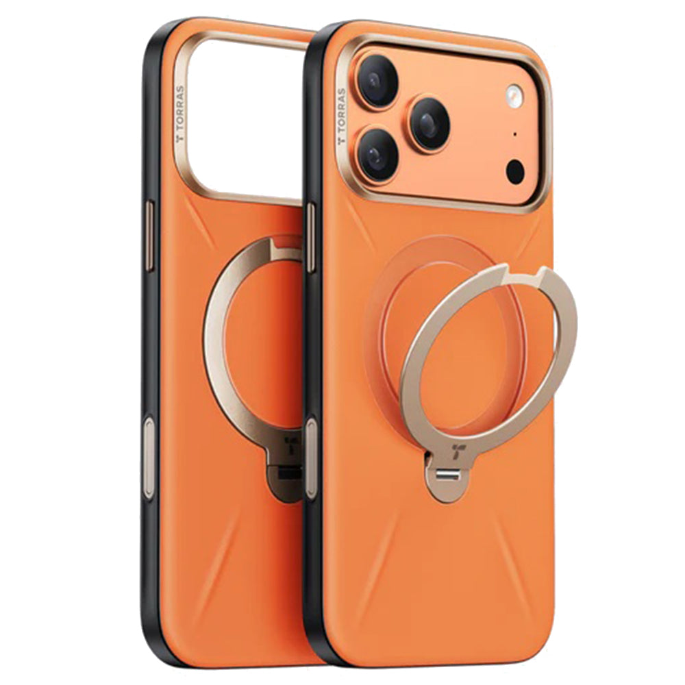 MagSafe Hülle für Apple iPhone 17 Pro, Torras, QPRO Leather, Orange