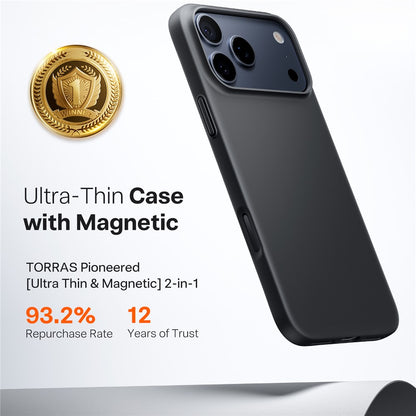 MagSafe Hülle für Apple iPhone 17 Pro, Torras, SlimFit, Schwarz