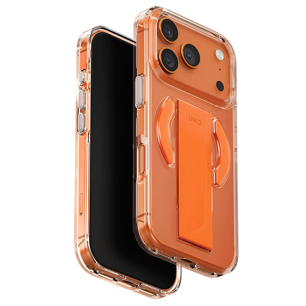 Coque MagSafe pour Apple iPhone 17 Pro, UNIQ, Heldro Air MagClick, Orange Transparente