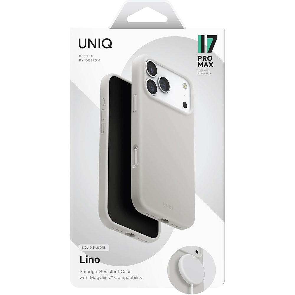 MagSafe Hülle für Apple iPhone 17 Pro, UNIQ, Lino MagClick, Grau