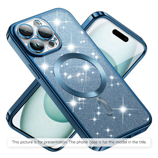 Coque MagSafe pour Apple iPhone 17, Techsuit, Luxury Glitter, Bleu