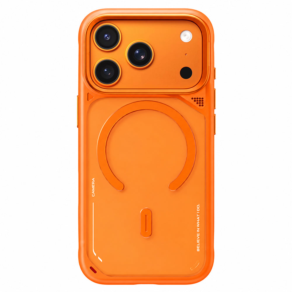 Coque MagSafe pour Apple iPhone 18 Pro / 17 Pro, Blueo, avec support dissipateur de chaleur, orange satiné