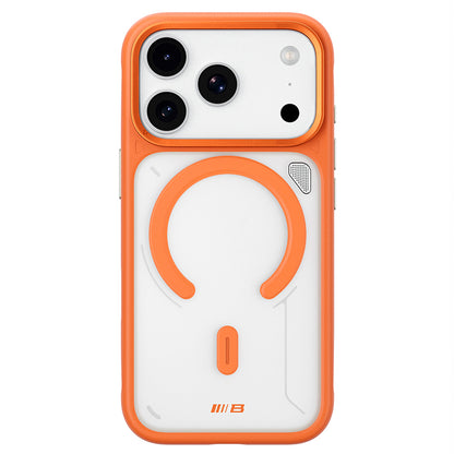 Coque MagSafe pour Apple iPhone 18 Pro / 17 Pro, Blueo, support dissipateur de chaleur, orange transparent satiné