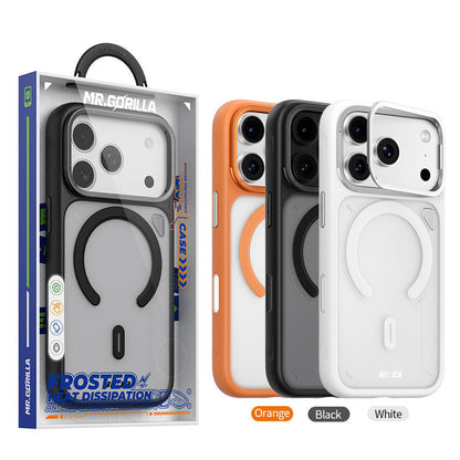 Coque MagSafe pour Apple iPhone 18 Pro / 17 Pro, Blueo, support dissipateur de chaleur, orange transparent satiné