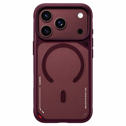 Coque MagSafe pour Apple iPhone 18 Pro / 17 Pro, Blueo, support de dissipation thermique, bordeaux satiné
