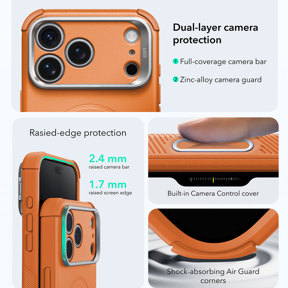 MagSafe-Hülle für Apple iPhone 18 Pro / 17 Pro, ESR, Cyber Armor Kickstand, Orange