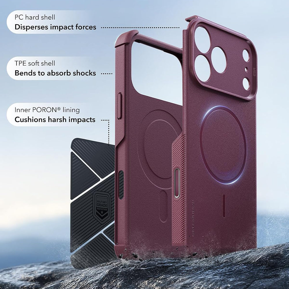 Coque MagSafe pour Apple iPhone 18 Pro / 17 Pro, ESR, Cyber, bordeaux foncé satiné