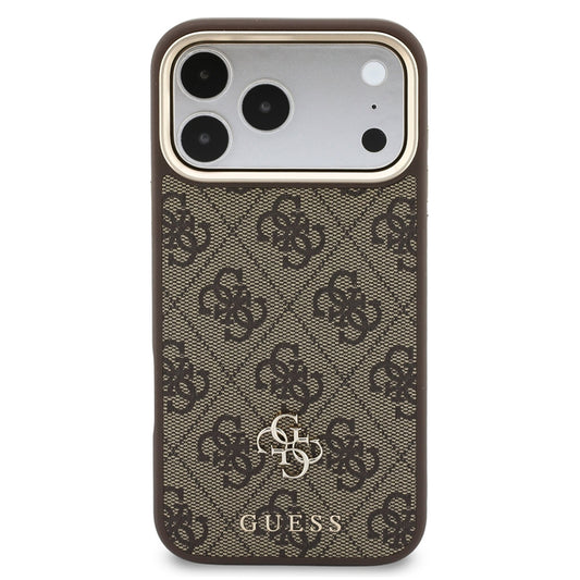 Coque MagSafe pour Apple iPhone 18 Pro / 17 Pro, Guess, 4G Cardslot & Big Strap, marron