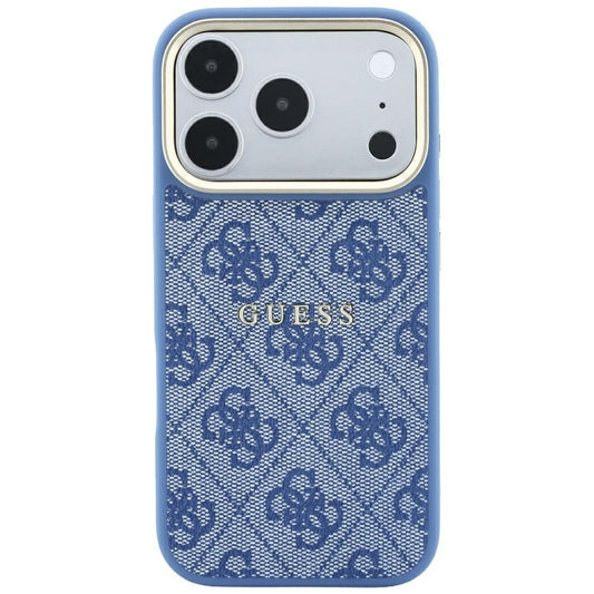 MagSafe-Hülle für Apple iPhone 18 Pro / 17 Pro, Guess, 4G Embossed Classic, Blau