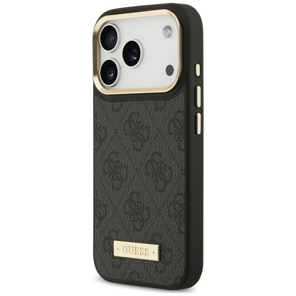 Coque MagSafe pour Apple iPhone 18 Pro / 17 Pro, Guess, 4G Logo Plate, noire