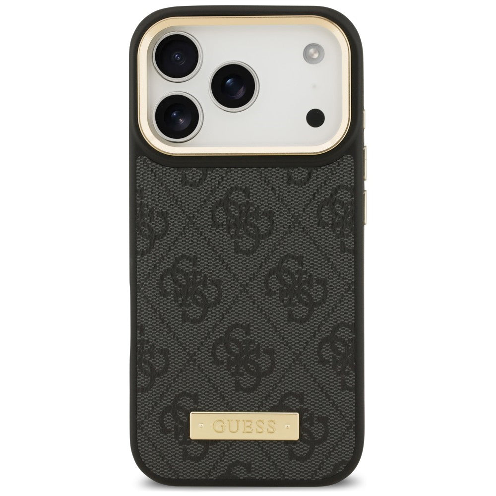 Coque MagSafe pour Apple iPhone 18 Pro / 17 Pro, Guess, 4G Logo Plate, noire