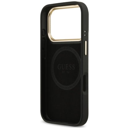 Coque MagSafe pour Apple iPhone 18 Pro / 17 Pro, Guess, 4G Logo Plate, noire