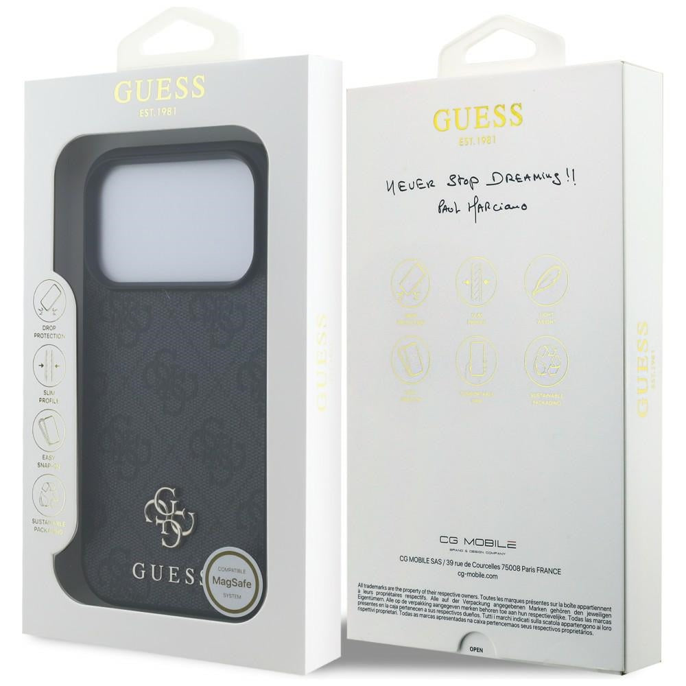 Coque MagSafe pour Apple iPhone 18 Pro / 17 Pro, Guess, Logo 4G Small and Classic, Noire